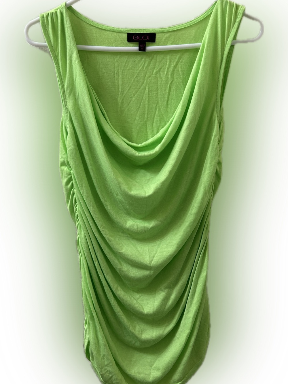 Women's Lime Green Draped Sleeveless Top